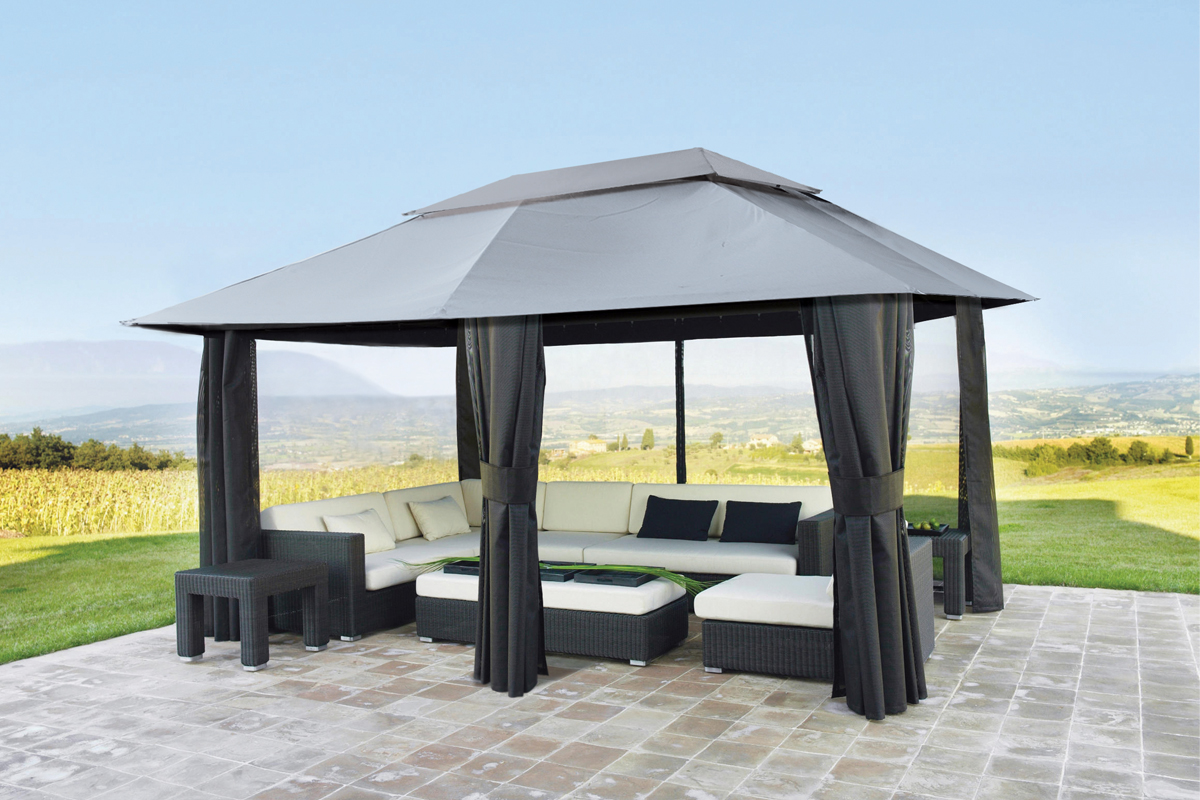 Lotto di 4 tende per gazebo Belize (3 x 8 m) - Ardesia